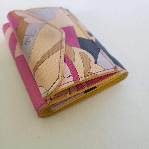 Emilio Pucci Mini Card Holder Bill Coin Colorful Wallet Small Compact Geometric - Picture 10 of 10